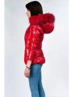 Dámská lesklá prošívaná bunda LD-7693 Červená - Libland
