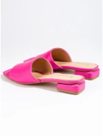 Originální dámské  nazouváky růžové na širokém podpatku