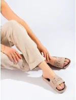 Pohodlné hnědé dámské nazouváky bez podpatku Pohodlné hnědé dámské nazouváky bez podpatku