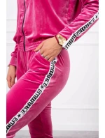 Velurová souprava s ozdobnými stuhami fuchsiová