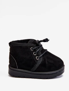 Dívčí šněrovací Sněhové Boty S Kožešinou černé Hunter