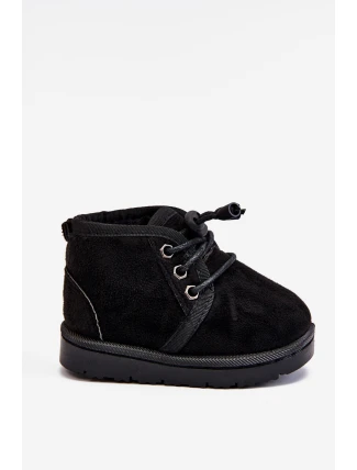 Dívčí šněrovací Sněhové Boty S Kožešinou černé Hunter