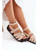 Eko Semišové Sandály Dámské S Třásněmi Béžové Valpera