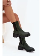 Dámské kotníkové boty Kyra z eko‑kůže – tmavě zelené