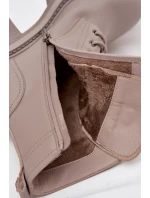 Dámské kožené workery na podpatku s ozdobnými připínáčky Artiker – béžové