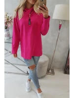 Tunika na zip s kapucí Oversize fuchsiová Tunika na zip s kapucí Oversize fuchsiová