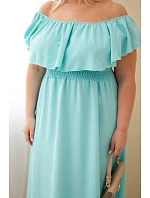 Dámské šaty Plus Size s volánem a elastickým pasem mátová