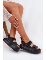 Dámské sandály na platformě se suchým zipem černé Nitepira