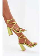 Dámské sandály na podpatku s pásky limetkové Ciarilora