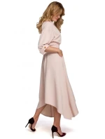 Dámské šaty s ozdobnými knoflíky K086 béžové - Makover Dámské šaty s ozdobnými knoflíky K086 béžové - Makover