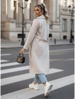 Dámský oversize kabát CASHMELY s dlouhým vázáním v béžové barvě FashionStreet NY0715 Dámský oversize kabát CASHMELY s dlouhým vázáním v béžové barvě FashionStreet NY0715