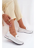 Dámské Mokasyny Z Přírodní Kůže Bílé Demela