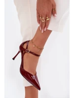 Dámské lakované lodičky s páskem Bordové Tarilin