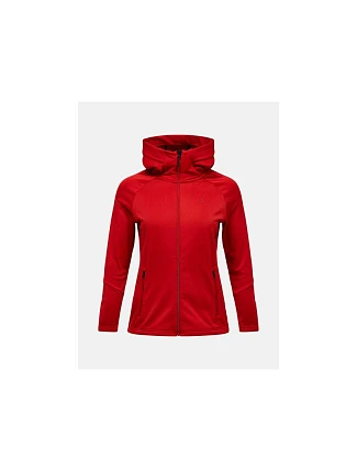 Dámská mikina PEAK PERFORMANCE W Rider Essentials Midlayer Zip Hood, červená Dámská mikina PEAK PERFORMANCE W Rider Essentials Midlayer Zip Hood, červená