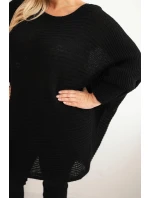 Dámský svetr Plus Size s moherem pončo černý Dámský svetr Plus Size s moherem pončo černý