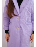 Dámská bunda Plus Size prošívaná s ozdobnými knoflíky a límcem jasně fialová