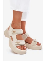 Dámské sandály se zlatými detaily béžové Luvira