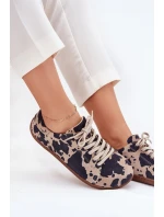 Dámské semišové barefoot tenisky s pruhy Zazoo N1120 Hnědo-Bežové