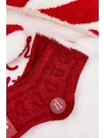 Dětské vánoční ponožky srdíčka alpaka vlna červené