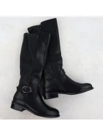 Dámské kozačky s ozdobným blokovým páskem černé Filippo 7437