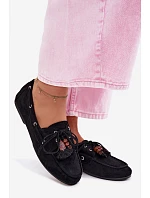 Dámské Mokasyny S Frézlem A Korálky Černé Teresa