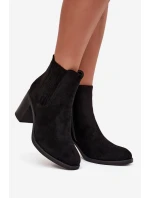 Dámské zateplené botky Brevina – Černé, na sloupkovém podpatku