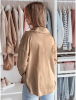 Dámská košile oversize SATINIA béžová FashionStreet DY0451