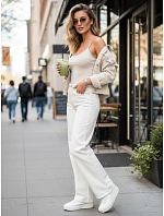 Dámské džíny s vysokým pasem a širokými nohavicemi bílé FashionStreet UY2932