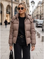Dámská zimní prošívaná bunda s kapucí, béžová, FashionStreet TY5748 Dámská zimní prošívaná bunda s kapucí, béžová, FashionStreet TY5748