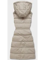 Béžová dámská péřová vesta s kapucí (CAN-860) Béžová dámská péřová vesta s kapucí (CAN-860)