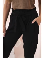 Dámské cargo kalhoty s vysokým pasem černý