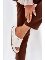 Dámské Pantofle Na Platformě S Hřebíky Big Star RR274216 Bílé