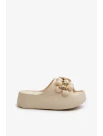 Dámské pěnové pantofle s ozdobami na silné podrážce, světle béžová Bremavia Dámské pěnové pantofle s ozdobami na silné podrážce, světle béžová Bremavia