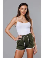 Dámské šortky v khaki barvě s kontrastní lemovkou (8K208-29) Dámské šortky v khaki barvě s kontrastní lemovkou (8K208-29)