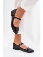 Lakované Baletky S Páskem Černé Arrivara