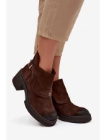 Kozačky z přírodního semiše zateplené Zazoo 1156 čokoládové Kozačky z přírodního semiše zateplené Zazoo 1156 čokoládové