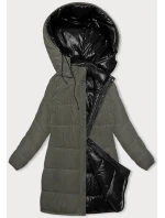Černo-khaki hrubší oboustranná dámská zimní bunda (V768g) Černo-khaki hrubší oboustranná dámská zimní bunda (V768g)