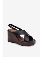 Dámské sandály z eko kůže na platformě Černé Janivra