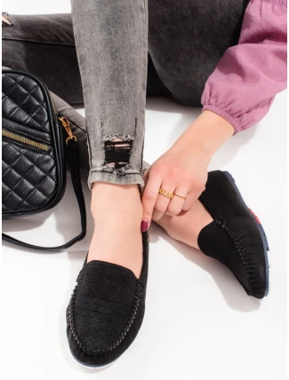 Komfortní mokasíny dámské černé bez podpatku Komfortní mokasíny dámské černé bez podpatku
