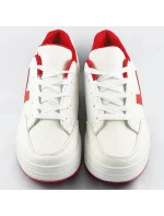 Bílo-červené dámské sportovní šněrovací boty (S070) Bílo-červené dámské sportovní šněrovací boty (S070)