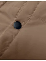 Tmavě béžová péřová dámská vesta se stojáčkem (5M3150-84) Tmavě béžová péřová dámská vesta se stojáčkem (5M3150-84)