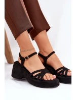Sandály Na Platformě A Klínu Z Eko Semiše Černé Nendal