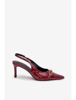 Lakovane Lodičky Na Jehlovém Podpatku Se Zlatou Sponou Bordové Vivae