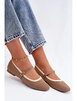 Ploché baleríny z síťovaného materiálu světle hnědé Zelisa