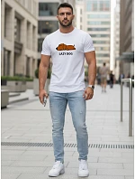 Pánské bavlněné tričko s potiskem bílé FashionStreet NX5092R Pánské bavlněné tričko s potiskem bílé FashionStreet NX5092R