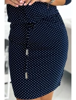 Tmavě modré dámské sportovní šaty s malými puntíky a s kapsičkami 13-147