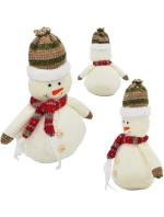 DEKORATIVNÍ SNĚHULÁK 23CM S ČEPICÍ A ŠÁLOU