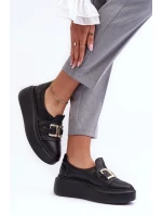 Kožené dámské polobotky na platformě černé Lewski 3398/2