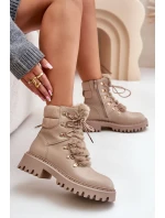 Zateplené botky traperky na zip z eko kůže béžové Willatta