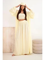 Dámský viskózový 4dílný komplet v boho stylu žlutý